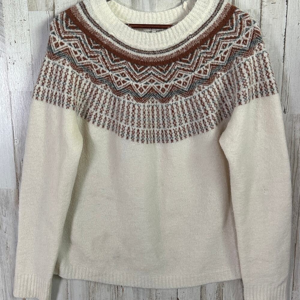 Joie Cream and Brown Patterned Sweater